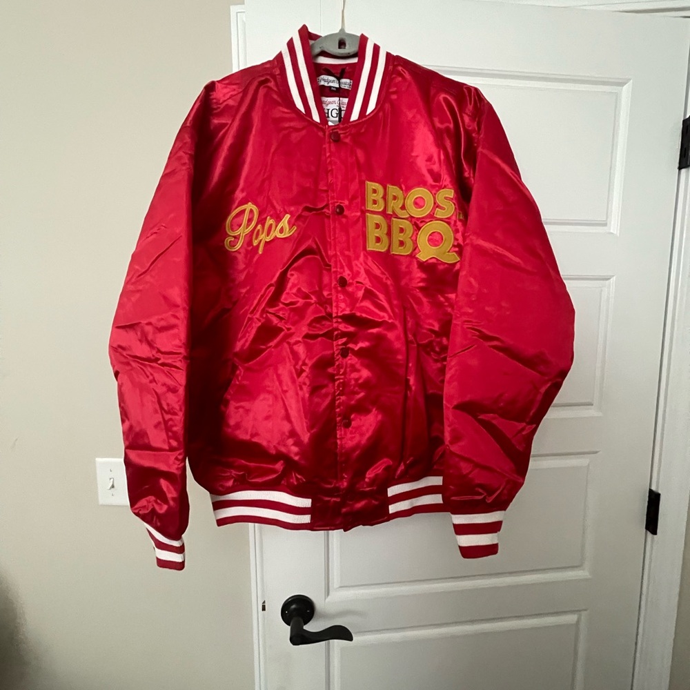 Red Varsity Jacket with Yellow Embroidery